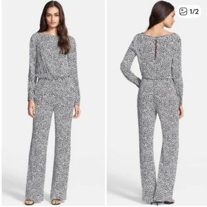 Diane Von Furstenburg Cynthia Black and White Patterned Jumpsuit